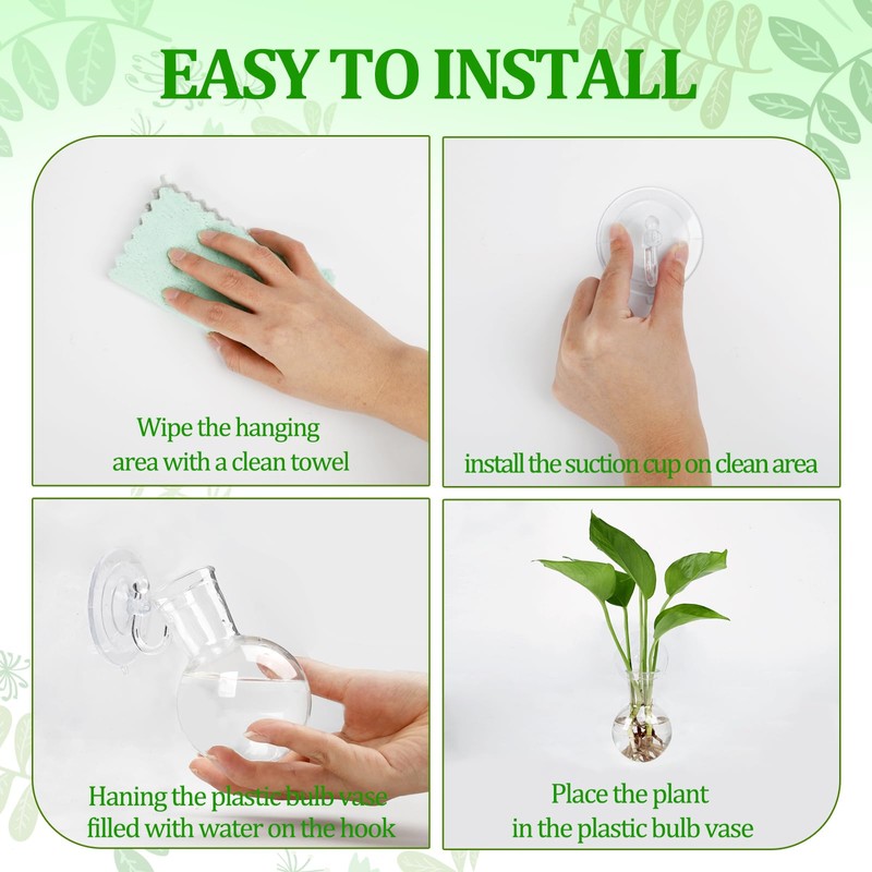 Bunmery 4 pcs Window Propagation Stations, Suction Cup Plastic Plant
