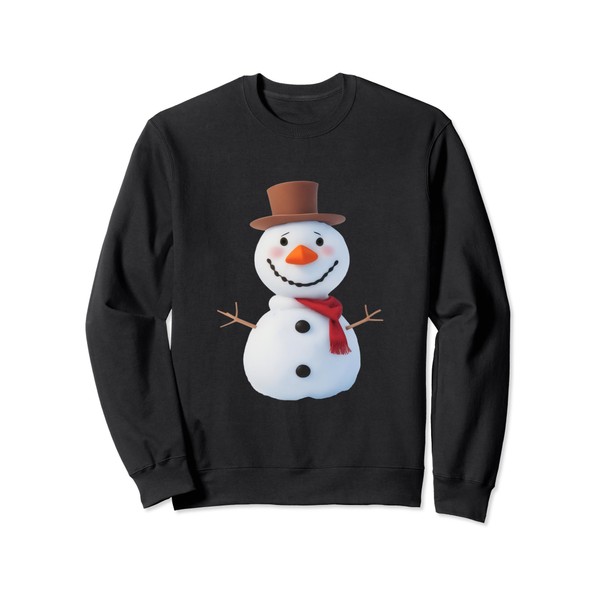 Snowman Snow Christmas Frosty Winter Charcoal Snowflakes Carrot Sweatshirt, black