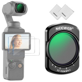 NEEWER Variable ND and Black Diffusion 1/4 Filter Compatible with DJI Osmo Pocket 3 Creator Combo Accessories, ND2-32, 2 in 1 Magnetic Filter for Action Cameras with Screen Protectors and Cleaning
