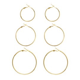 Big Gold Hoop Earrings for Women Hypoallergenic 925 Sterling Silver Post Thin Loop 14K Gold Plated Hoop Earrings Set for Women, 3 Pairs (30mm, 40mm, 50mm)