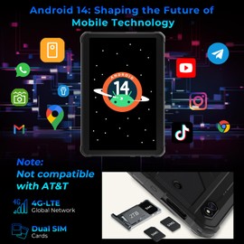 HOTWAV R8 Rugged Tablet Android 14, 10.1 inch HD+ Display 10800mAh Tablet, Octa-Core 12GB RAM+128GB ROM+1TB Outdoor Tablet, 13MP+5MP Camera IP68/IP69K Waterproof Tablet, 4G Dual SIM/5G WiFi/BT5.1/GPS