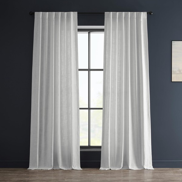 HPD Half Price Drapes Semi Sheer Faux Linen Curtains for Bedroom 108 inches Long Light Filtering Living Room Window Curtain (1 Panel), 50W x 108L, Rice White