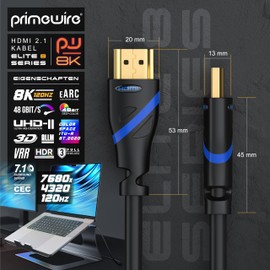CSL - 8k HDMI Cable 2.1 - 8K @ 60Hz 4K @ 120Hz with DSC - Black/Blue