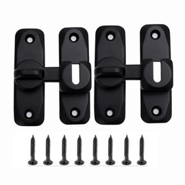 2 Pack Barn Sliding Door Lock, 90° and 180°Degree Barn Door Latch Sliding Lock – Home Security Door Lock for Bathroom, Wardrobe Door Locks（Black）