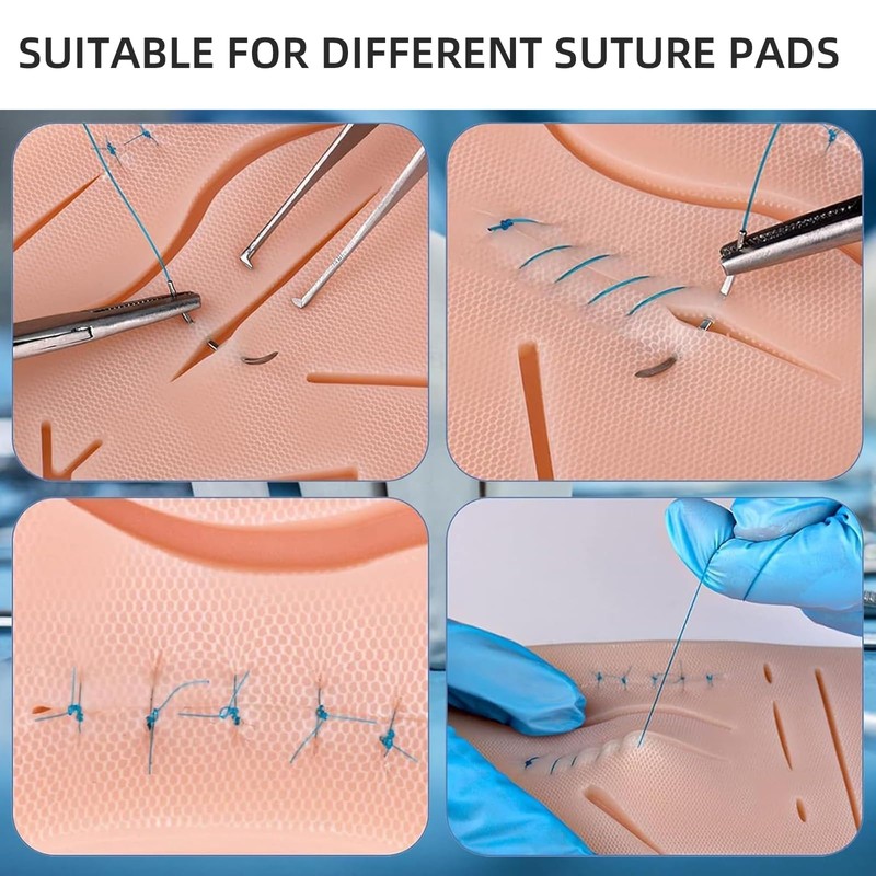 30 Pieces Nylon 3.0 Sutures, Training Threads with Curved Needles,