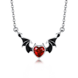 YAFEINI Bat Necklace 925 Sterling Silver Bat Pendant Bat Jewelry for Women