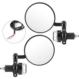 2pcs 7/8in Handlebar Rearview Mirrors with LED Turn Signal Amber White Light Motorcycle Parts