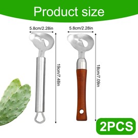 2pcs Manual Cactus Peeler Spoon, 304 Stainless Steel Spoon Shape Cutter with Metal & Wooden Handle Chinese Noodle Peeling Knife Durable Kitchen Gadget for Cooking