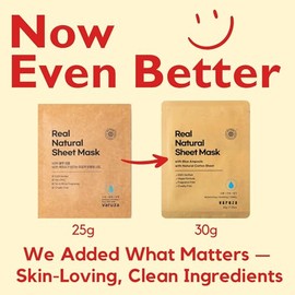 ] Máscara de hoja natural real – Verificado por EWG, máscara facial vegana para hidratación, sin OMG, sin fragancia artificial, fabricada en Corea (pa