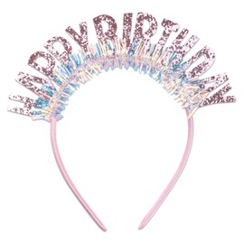 Ktxaby 1 Stück Happy Birthday Haarreif Glitzer Krone Haarschmuck für Frauen Mädchen Geburtstag Party Dekoration Fotorequisite