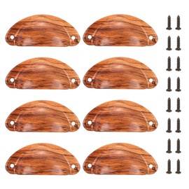 sourcing map 8pcs Vintage Drawer Handle Metal Cup Drawer Pulls Knobs with Screws for Kitchen Cupboards Furniture Wardrobe, Wood Grain Color