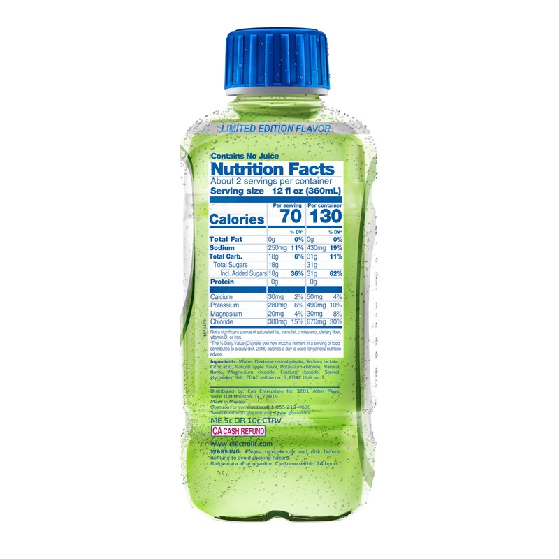Electrolit, Electrolyte Beverage, Green Apple, 21 Fl Oz bottle (Pack