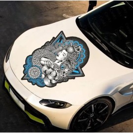 Cool Car Decals Japanese geisha flower sticker hood car decal graphic; Custom Geisha Car Decal