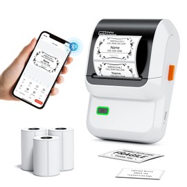 Ponek Label Maker Machine with 3 Tapes, M100 Bluetooth Label Printer, Versatile App with 3000 Icons and 300 Templates, 2 Inch Barcode Label Maker for Small Business, Office, Home, School, White