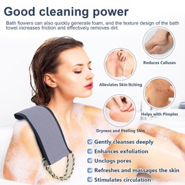 DIYCUT Doppelseitig Peeling-Rückenschrubber für die Dusche, Rückenreiniger, mit Griff Rückenschrubber, mit Badetuch, Badeblumenball, für Baden, Thermalquelle