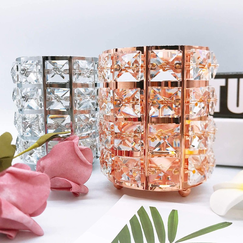 Tiardey Crystal Makeup Brush Holder Organizer Eyebrow Comb Brushes Pen
