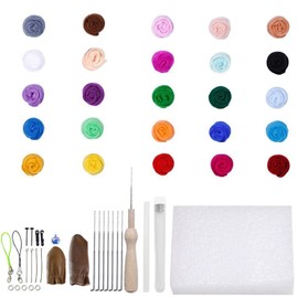 LINTRA 25 Farben 2 Gramm Filzset, Filzen Starterset Kinder, Filzen Starterset mit Werkzeugset und Bedienungsanleitung, Kann für DIY Bastelarbeiten Verwendet Werden, Anfängerwerkzeuge