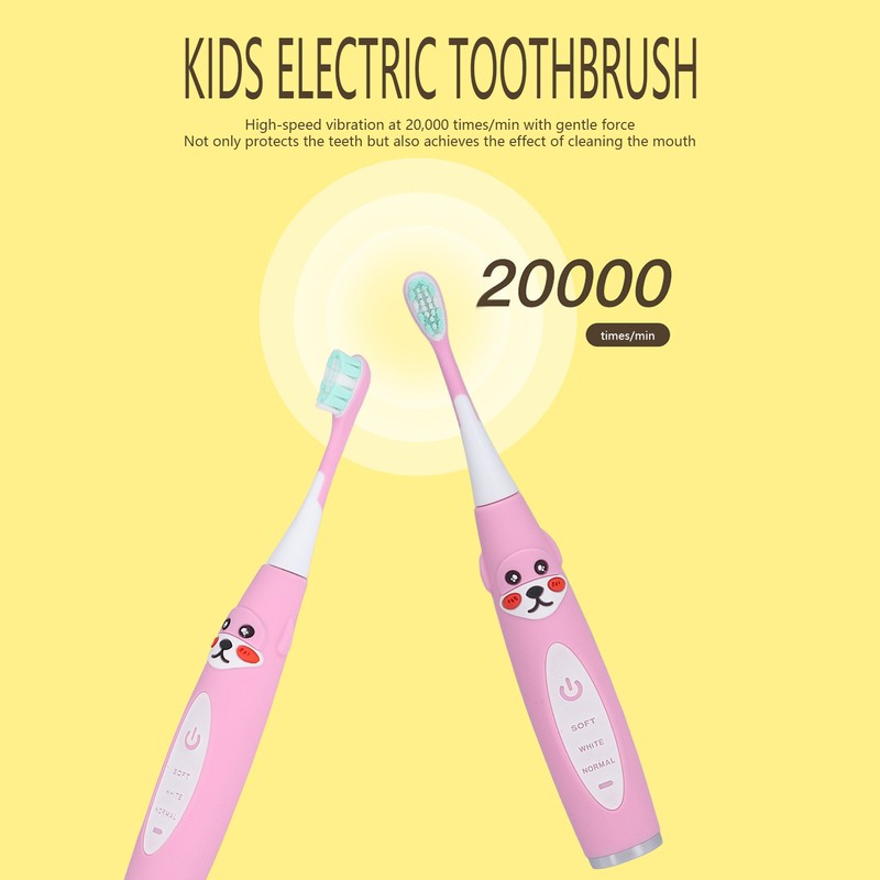 Kids Electric Toothbrush Sonic Smart Timer Cartoon Shape Soft IPX7