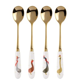 Portmeirion Home & Gifts SMGE1101-XG Tea Spoons S/4 Boxed Set, White/Gold