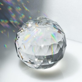 Finderomend Crystal Ball, 120mm Clear Glass Prism Suncatcher Rainbow Maker, Sphere Faceted Gazing Ball for Home Office Garden Decoration Christmas Wedding Gift,4.72in
