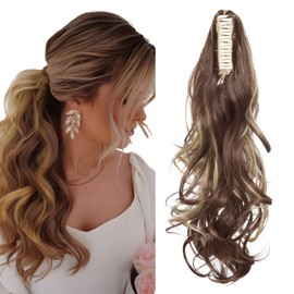 TESS 18 Inch Claw Clip Ponytail Hair Extensions Curly Wavy Ponytail Extension #F8/22 Hair Extension for Women 140g