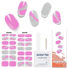 DUKASOU Semi Cured Gel Nail Strips, 28pcs Real Nail Polish Art Stickers/Wraps, Includes Prep Pads, Nail File & Wood Stick, Sticker Nails for Women Girls Kids Diy Decorations Birthday Party Favor Gifts