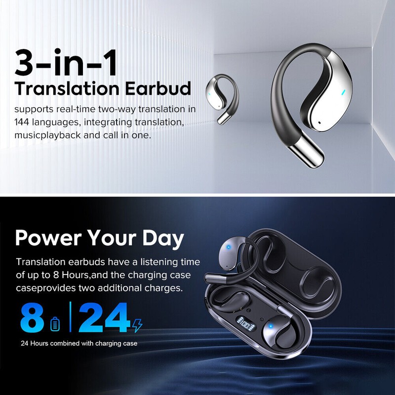 Mpow 2025 Bluetooth AI Translator Earbuds 144+ Language Real-Time Translate