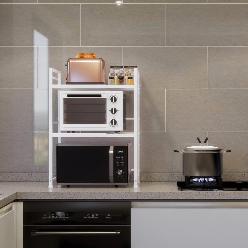 DOLALIKE Microwave Oven Rack, Expandable Microwave Stand Countertop Kitchen Utensils