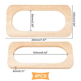 WADORN 4pcs Wooden Purse Bag Handles, Wooden Rectangle Handbag Handles Replacement Handmade Bag Handles Beach Bag Handles 20x10 cm for Straw Bag Macrame Bag Sewing Craft Bag Making Supplies