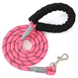 Mile High Life Reflective Dog Leash, with Comfortable Padded Handle, Pink Nylon Rope Leash with Steel Tips, Heavy Duty 4 Feet Pet Leashes (Pink,60 Inches)
