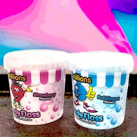 Millions Candy Floss Bulk Bundle, Strawberry & Bubblegum Flavors, 2 x 50g Tubs