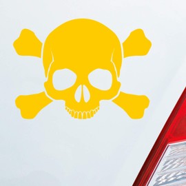 Car Die Cut Car Sticker Skull Pirate Death Fun Head Dub OEM Sticker, yellow