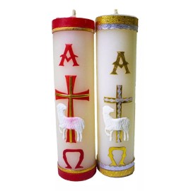 CEB Cirios Pascuales #1 Duo, Decorado-oro Y Decorado-rojo