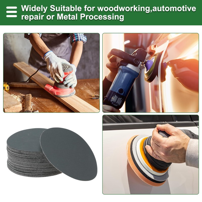X AUTOHAUX Sandpaper Hook & Loop Sanding Sheets 125x125mm Black
