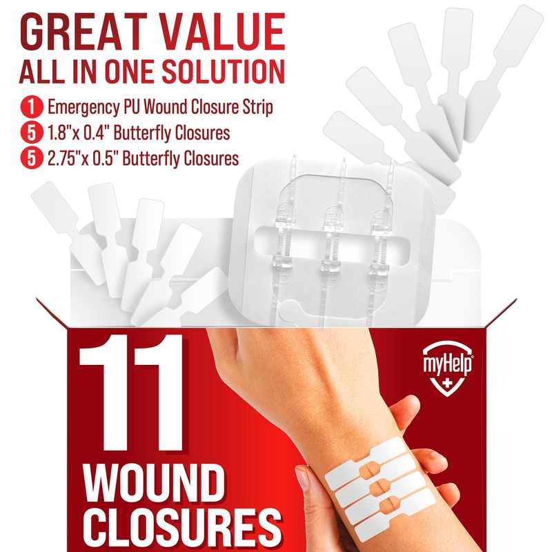Emergency Wound Closure Strips - 11pk - 2 Types Easy