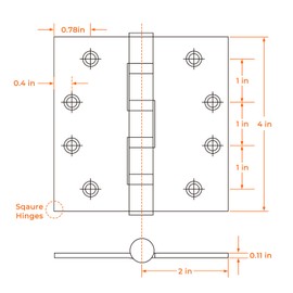 Haidms 304 Stainless Steel Matte Black 4'' Door Hinges for Exterior Doors Ball Bearing Door Hinges 4in x 4in with Square Corners, Heavy-Duty, 6PACK