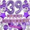 yujiaonly 39th Birthday Party Decorations Purple Happy Birthday Paper Banner