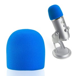 SUNMON Microphone Foam Windscreen Cover, Perfect Mic Pop Filter Mask Shield for Blue Yeti, Yeti Pro, MXL, Audio Technica Microphones and USB Mics (Blue)