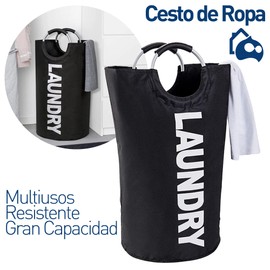 Bluelander Cesto Ropa Sucia Plegable, Alta Capacidad, Fabricado con Tela Oxford, Tamaño 73 x 38 cm, Liviano y Portátil, Resistentes Asas de Aluminio, Cesto para Ropa Sucia de Gran Calidad (Negro)