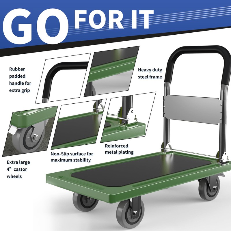 TIDY PALM Upgraded Foldable Push Cart Dolly | 680 lbs.