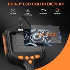 JYTONE Endoscope Camera with Light, 5.5mm Waterproof Borescope with 4.3" HD Screen, 16.5ft Semi-Rigid Cable for Automotive, Plumbing, Pipe Inspection