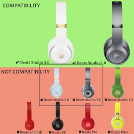 Replacement Ear Pads Cushions for Beats Studio 2 & Studio 3 Wired & Wireless Headphones Accessories, Earpads with Soft Protein Leather, Noise Isolation Memory Foam - Black