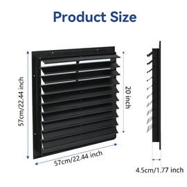 AIWFL 20 Inch Aluminum Automatic Gravity Shutter Louver Vent, 2 Pack Square Automatic Exhaust Shutter Louver Vent for Greenhouses, Garages, Attics, Workshops, Barn