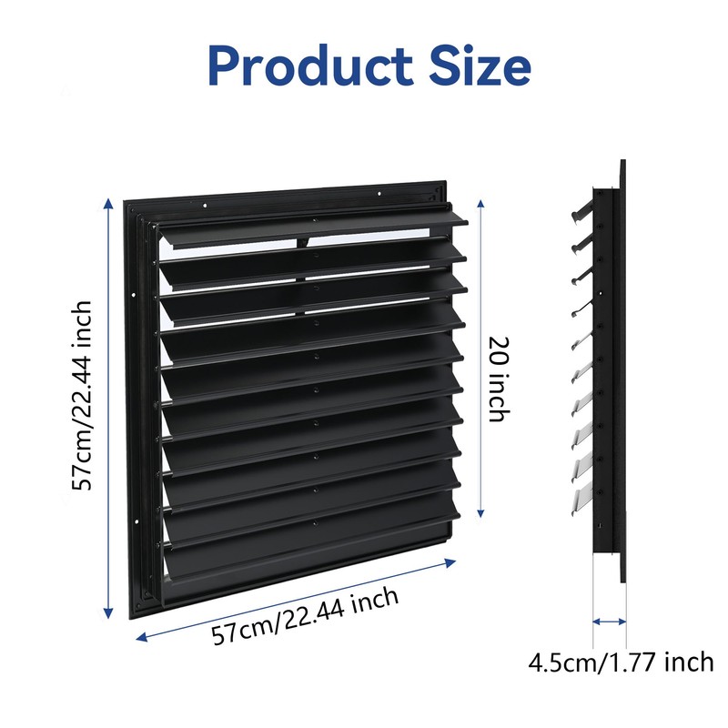 AIWFL 20 Inch Aluminum Automatic Gravity Shutter Louver Vent, 2