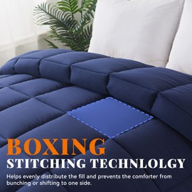 Cosybay Down Alternative Comforter (Navy Blue, Full) - All Season Soft Quilted Full Size Bed Comforter - Duvet Insert with Corner Tabs - Winter Summer Warm Fluffy, 82x86 inches