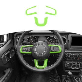 RT-TCZ for Wrangler JL Steering Wheel Trim Decal Panel Green for Jeep Wrangler JL JLU Gladiator JT 2018-2024 Green Interior Accessories 3pcs
