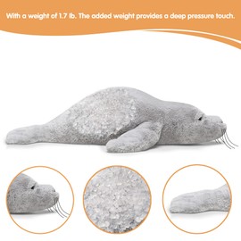 CSVBTRF 23" Seal Weighted Stuffed Animals, Gift for Kids - Grey Hug Seal Plush Animals 1.7lb, 23"（Grey, 23"