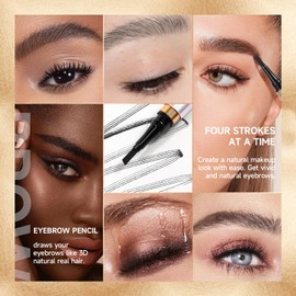 Eyebrow Pencil Red Brown, Microblading Tattoo Brow Pen 4 Point Eyebrow Pencil Waterproof Smudge Proof Four-Fork Liquid Eyebrow Pencil, Precision Eyebrow Pencil Long Lasting Natural Wild 4D Eyebrow Pencil Sexy Brow Makeup (03# Red Brown)