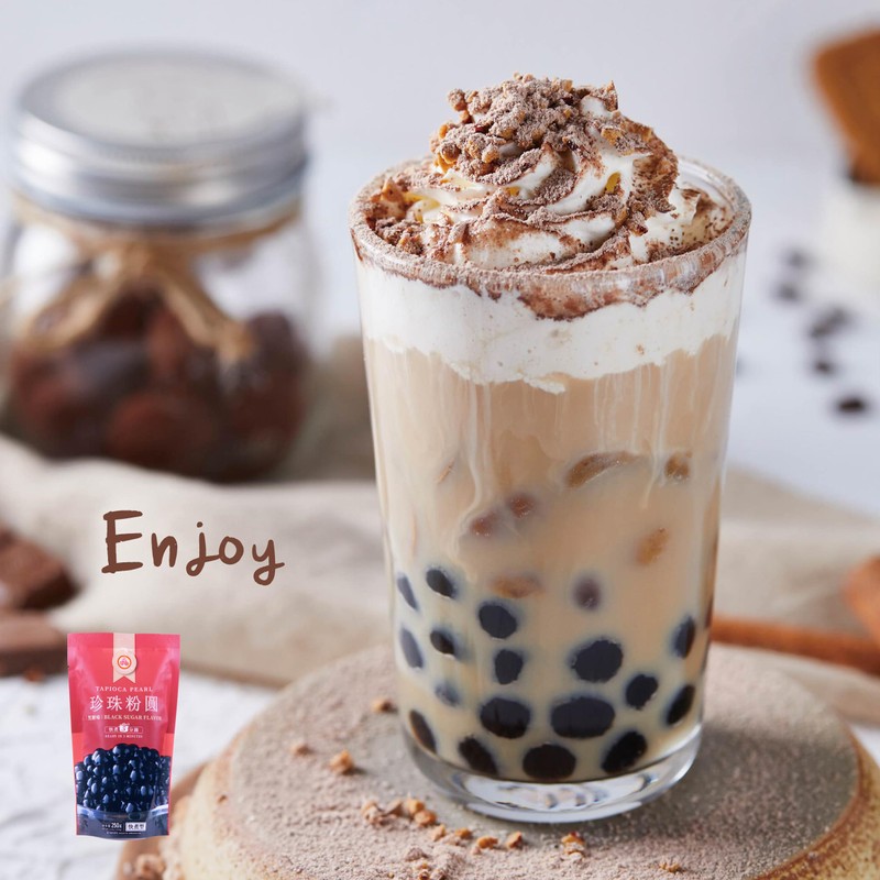 WuFuYuan Boba Tapioca Pearls, Black Sugar Flavor, Quick Cook Bubble