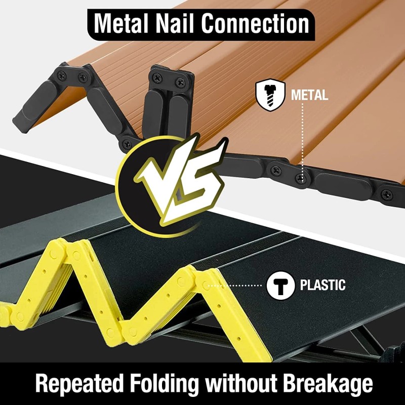 VILLEY Portable Camping Table w/Adjustable Legs Blue/Green/Gol - Gold